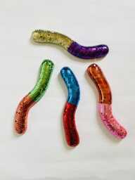 Jumbo Disco Gummy Worm Wall Art/ Dopamine Decor/ Maximalist Fake Food/ Food Pop Sculpture/ Funky Unique Gift - thumbnail 1