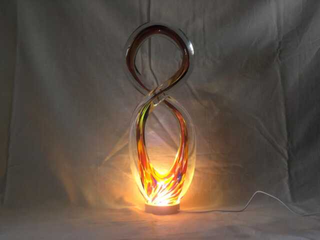 Iridescent Heart Lamp Hand-Blown Glass Sculpture, Romantic Home Decor - image 1