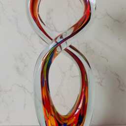 Iridescent Heart Lamp Hand-Blown Glass Sculpture, Romantic Home Decor - thumbnail 3