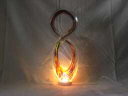 Iridescent Heart Lamp Hand-Blown Glass Sculpture, Romantic Home Decor - thumbnail 1