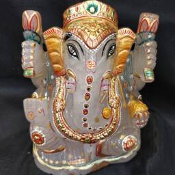 Crystal Quartz Ganesha Statue - Sphatik Lord Ganesh Idol Divine Spiritual Gift Altar Meditation Decor - thumbnail 4
