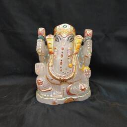 Crystal Quartz Ganesha Statue - Sphatik Lord Ganesh Idol Divine Spiritual Gift Altar Meditation Decor - thumbnail 1