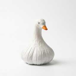 Whimsical Hand-Carved Wooden Goose Figurine, Rustic White Bird Sculpture, Farmhouse Kitchen Decor, Quirky Garlic Art - thumbnail 3
