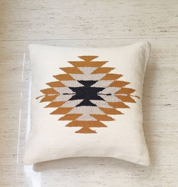 "Cotton Kilim Boho Hand Loom Woven Textured Cushion Cover 18""x18" - image 1