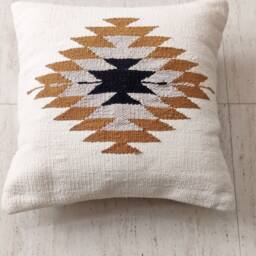 "Cotton Kilim Boho Hand Loom Woven Textured Cushion Cover 18""x18" - thumbnail 2
