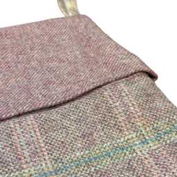 Tweed 100% Wool Christmas Stocking in Baby Light Pink & Blue Windownpane Design - thumbnail 2