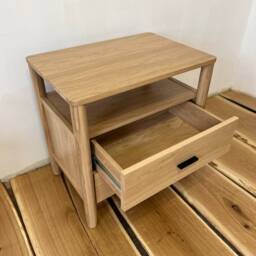 White Oak Bedside Table With Drawers & Shelf, Solid Wood Nightstand For Bedroom Or Living Room, Modern Side - thumbnail 2
