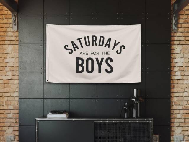 Saturdays Are For The Boys Banner Flag, Bedroom Sign, Boy Room Decor, Kids Wall Nursery Fabric Flag - image 1