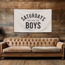 Saturdays Are For The Boys Banner Flag, Bedroom Sign, Boy Room Decor, Kids Wall Nursery Fabric Flag - thumbnail 2