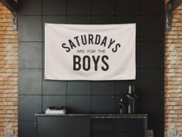 Saturdays Are For The Boys Banner Flag, Bedroom Sign, Boy Room Decor, Kids Wall Nursery Fabric Flag