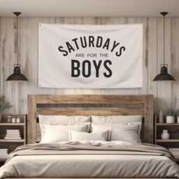 Saturdays Are For The Boys Banner Flag, Bedroom Sign, Boy Room Decor, Kids Wall Nursery Fabric Flag - thumbnail 4