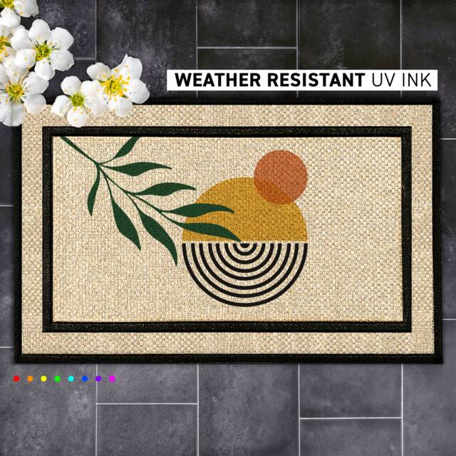 All Weather Doormat With Geometric Pattern, Contemporary Home Accent, Minimalist Doormat, Gift For Newly Weds, Housewarming Gift - image 1