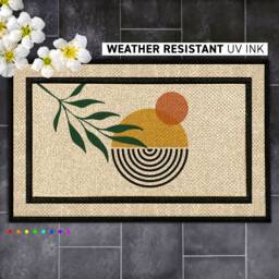 All Weather Doormat With Geometric Pattern, Contemporary Home Accent, Minimalist Doormat, Gift For Newly Weds, Housewarming Gift - thumbnail 1