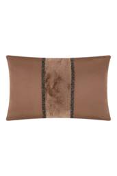 Brown Decorative Pillow Cover With Fur & Crystal Stone Strips.brown Pillow, Fur Pillow, Housewarming Gifts, Gifts For Her, Throw - thumbnail 1