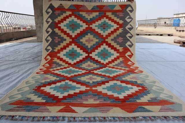 4x6 Ft New Tribal Rug, Afghan Maimana Kilim Vintage Rug, Flatweave Turkmen Oriental Rug For Bedroom, Livingroom - image 1