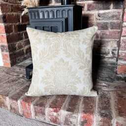1562. Handmade Littlehampton Gold Damask 100% Linen Cushion Cover, Various Sizes - thumbnail 2