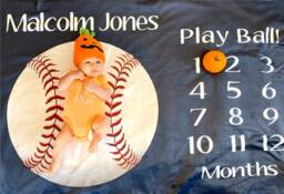 Baseball Milestone Blanket Monthly Growth Tracker Soft Fleece Sports Baby Shower Gift Newborn Watch Me Grow Boy - thumbnail 1