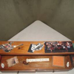Antique Pine Shelf, Two Drawers, Shelves, Towel Rod Decoupaged For The Music Lover - thumbnail 2