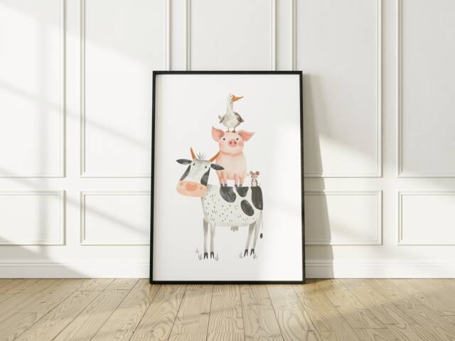 Farm Nursery Print, Yard, Animals Decor, Kids Prints, Nursery, Decor - image 1
