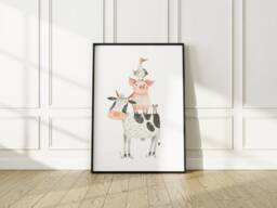 Farm Nursery Print, Yard, Animals Decor, Kids Prints, Nursery, Decor - thumbnail 1