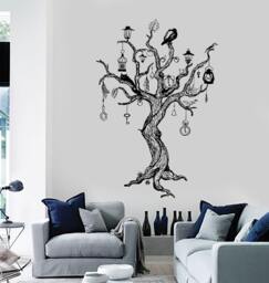 Wall Decal Magic Tree Birds Fairytale Dreams Vinyl Sticker Mural Art 1440Dz - thumbnail 1