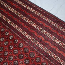 7x10 Dark Red Afghan Bukhara Rug, Fine Turkmen Hand Knotted Veg Dyes Wool Area Large Tribal Rug For Living Room, 200x300 cm Carpet - thumbnail 3
