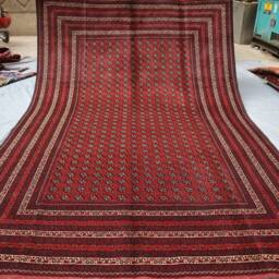 7x10 Dark Red Afghan Bukhara Rug, Fine Turkmen Hand Knotted Veg Dyes Wool Area Large Tribal Rug For Living Room, 200x300 cm Carpet - thumbnail 4