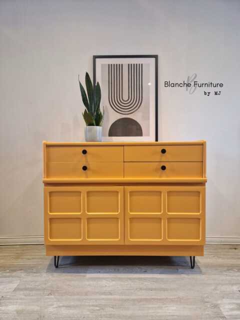 Gorgeous Nathan Sideboard in A Marigold Orange With Black Hairpin Legs & Handles - image 1