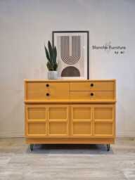 Gorgeous Nathan Sideboard in A Marigold Orange With Black Hairpin Legs & Handles - thumbnail 1