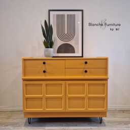 Gorgeous Nathan Sideboard in A Marigold Orange With Black Hairpin Legs & Handles - thumbnail 4