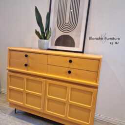 Gorgeous Nathan Sideboard in A Marigold Orange With Black Hairpin Legs & Handles - thumbnail 2