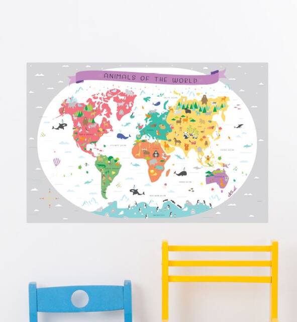 Animals Of The World Wall Sticker Decal - Educational Stickers, Learning, Art, Decals, Kids Room, School, Education, Gifts - image 1