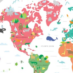 Animals Of The World Wall Sticker Decal - Educational Stickers, Learning, Art, Decals, Kids Room, School, Education, Gifts - thumbnail 2