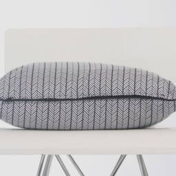 Herringbone Pillow Cover With Piping Trim/Black White Decorative Throw Sofa Graphic Cushion - thumbnail 3