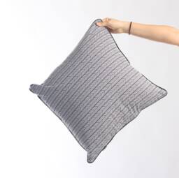 Herringbone Pillow Cover With Piping Trim/Black White Decorative Throw Sofa Graphic Cushion - thumbnail 1