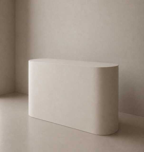Microcement Oval Pill Reception Desk - image 1