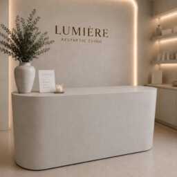 Microcement Oval Pill Reception Desk - thumbnail 4
