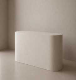 Microcement Oval Pill Reception Desk