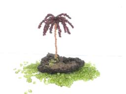 Gemstone Almandine Red Garnet Canary Islands Palm Tree On Volcanic Lava Stone Lanzarote Sculpture - January Birthstone