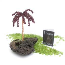 Gemstone Almandine Red Garnet Canary Islands Palm Tree On Volcanic Lava Stone Lanzarote Sculpture - January Birthstone - thumbnail 2