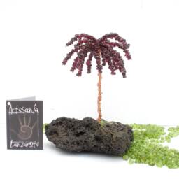 Gemstone Almandine Red Garnet Canary Islands Palm Tree On Volcanic Lava Stone Lanzarote Sculpture - January Birthstone - thumbnail 4