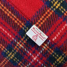 Harris Tweed Royal Stewart Tartan Footstool With Button & Steel Hairpin Legs - thumbnail 2