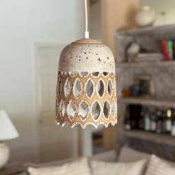 Handmade Speckled Ceramic Pendant Light - Boho Farmhouse Lighting