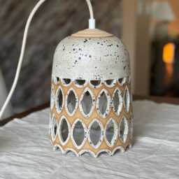Handmade Speckled Ceramic Pendant Light - Boho Farmhouse Lighting - thumbnail 2