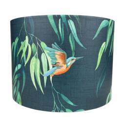 Kingfisher Bird Lampshade For Ceiling & Table Lamps, Floral Leaf Drum Light Shade - thumbnail 2