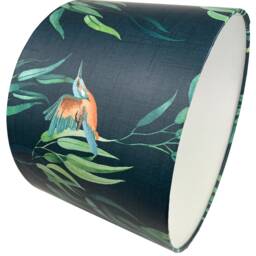 Kingfisher Bird Lampshade For Ceiling & Table Lamps, Floral Leaf Drum Light Shade - thumbnail 3