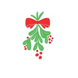 Christmas Mistletoe Cluster With Bow -Wall Decal Custom Vinyl Art Stickers - thumbnail 2