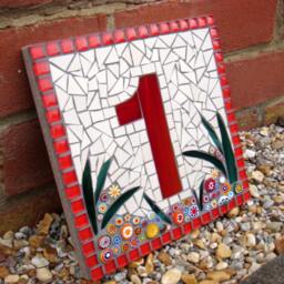 Custom Mosaic House Number, Sign, Plaque, Street Address, Yard Art, Bespoke Number, Digit, Outdoor, Wall Hanging, Ornament, Glass, Door 7 - thumbnail 3