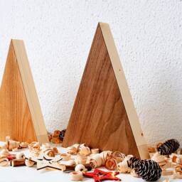 Wood Christmas Tree, Set Of 2 Rustic Decor Wooden Farmhouse Mini Tree - thumbnail 2