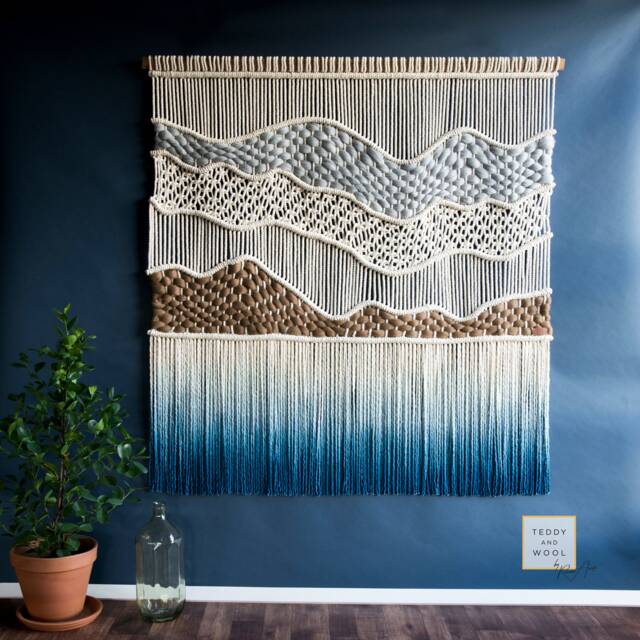 Extra Large Macrame Wall Hanging, Woven & Dyed Tapestry - High Tops - image 1